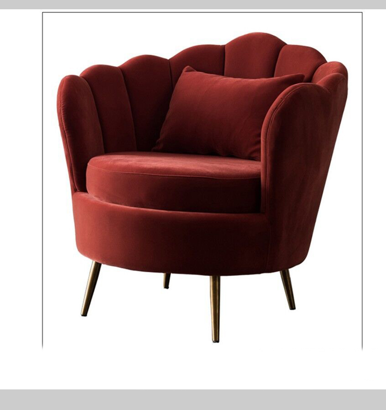 modern design accent chair velvet flower shape stainless steel legs leisure armchair for cafe and living room hotel restaurant