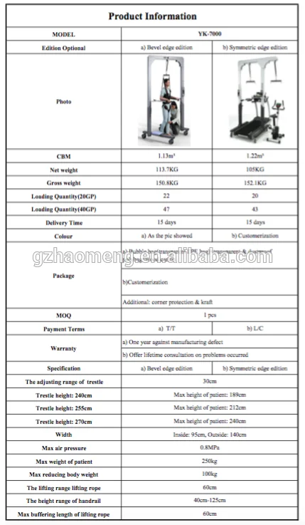 Suspension Walker walking rehabilitation Exercise Therapy gait training equipment with Deweight System for Elderly Patient