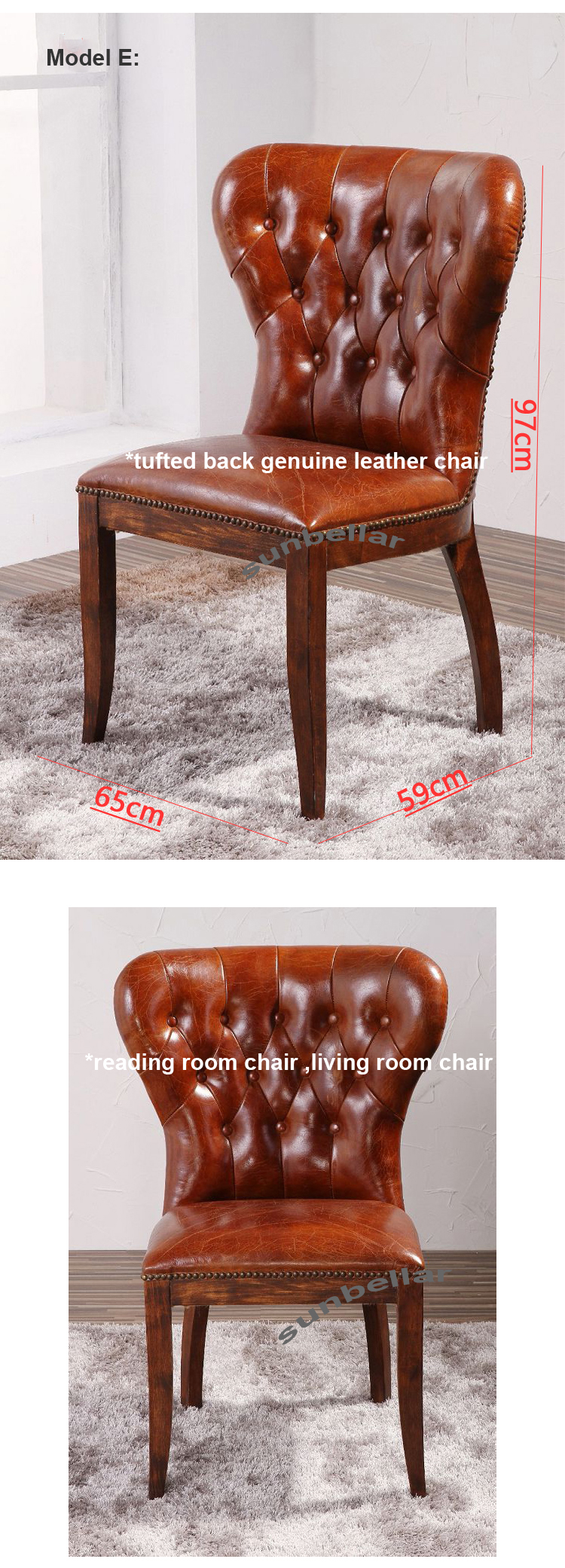 wholesale vintage genuine leather distressed dining chair wooden legs antique brown leather high back chairs for dining room