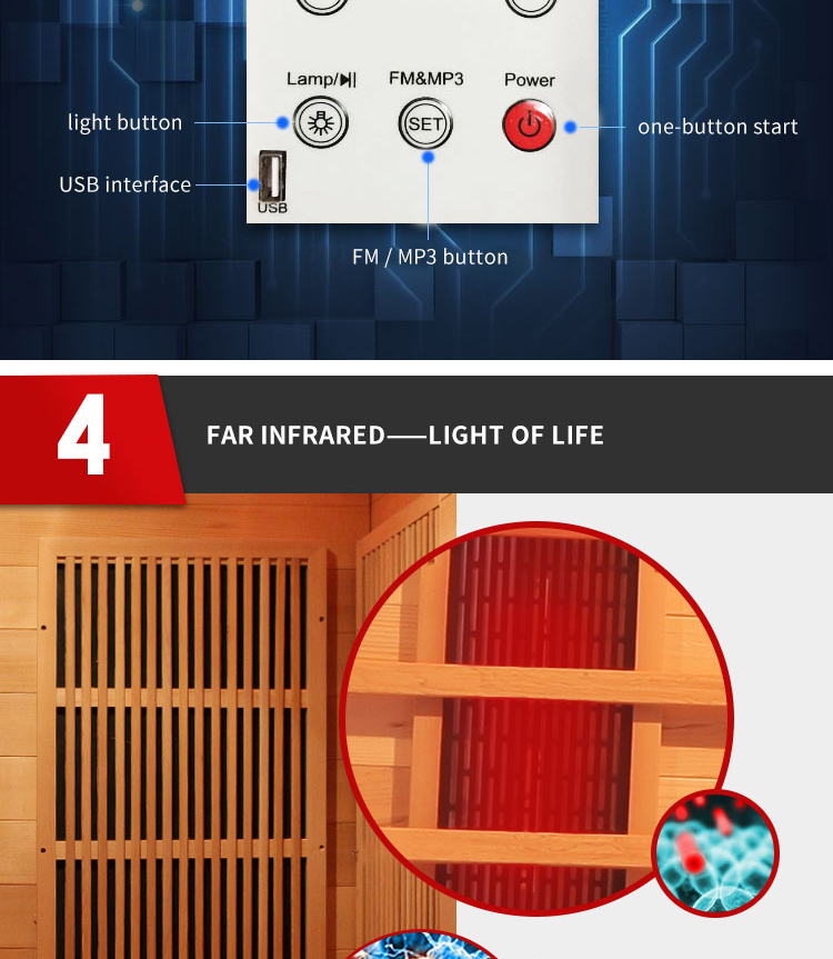 2 person new style far infrared carbon heating panel sauna room