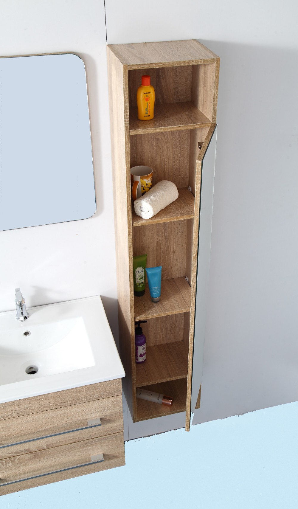 Amazon hot sale hanging side cabinet with mirrored door panel