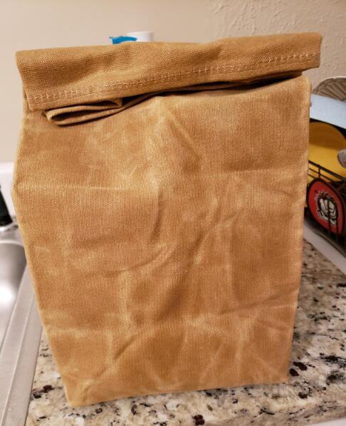 Borsa per il pranzo, tela cerata, durevole, senza plastica, grigio, per uomo, donna e bambino
