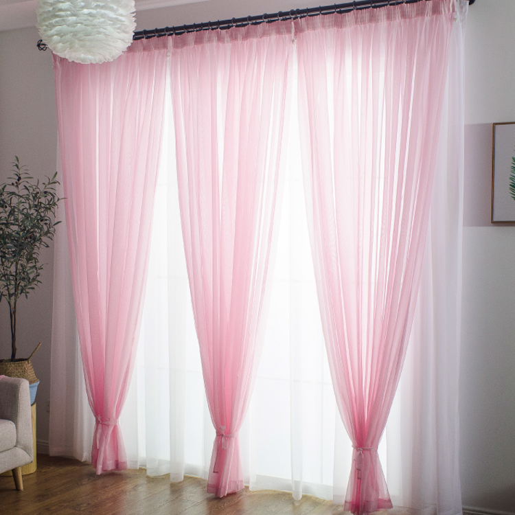 100%Polyester pink sheer plain solid color cheap voile curtain for wedding backdrop decoration thin sheer terylene