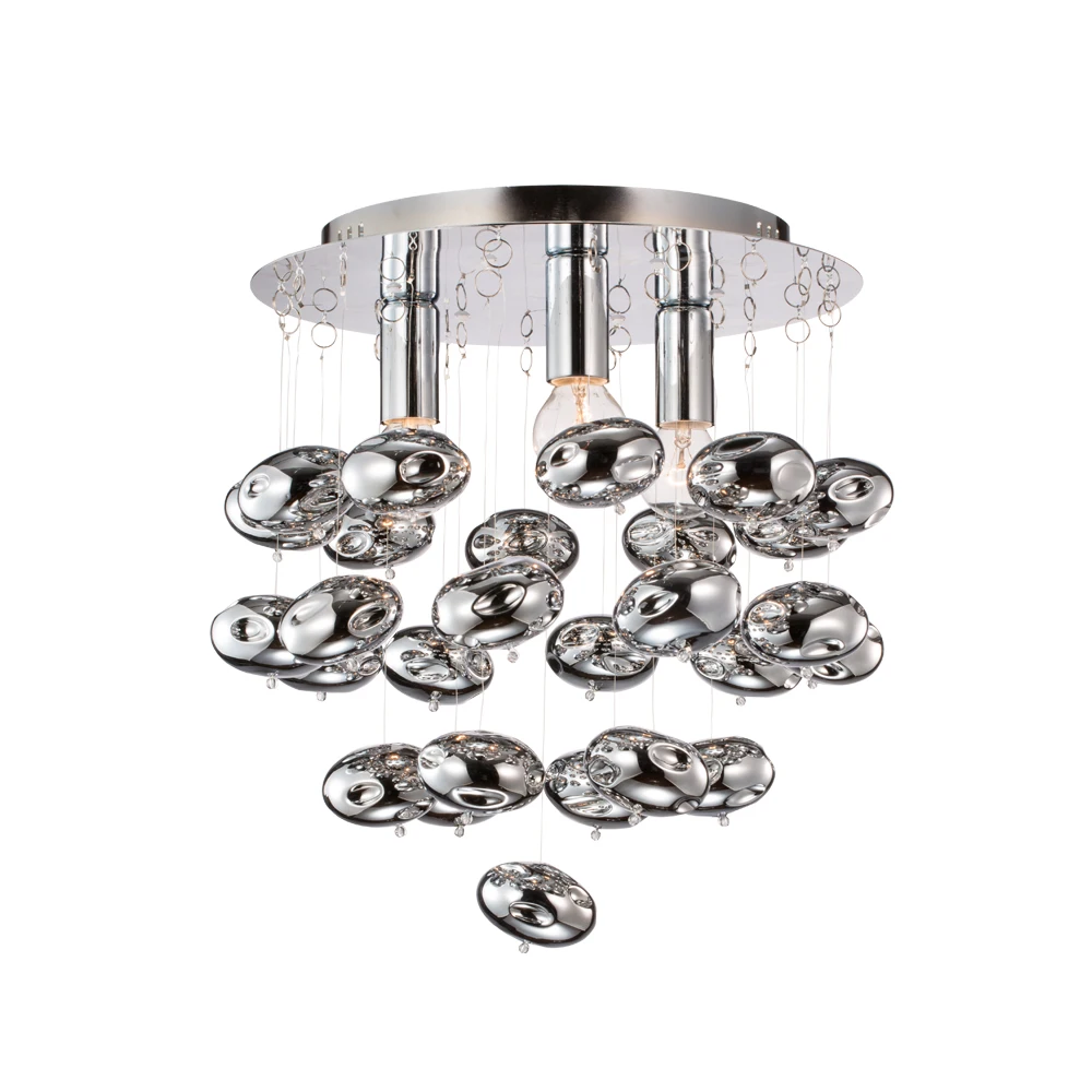 LED glass ball modern round chrome ceiling Light