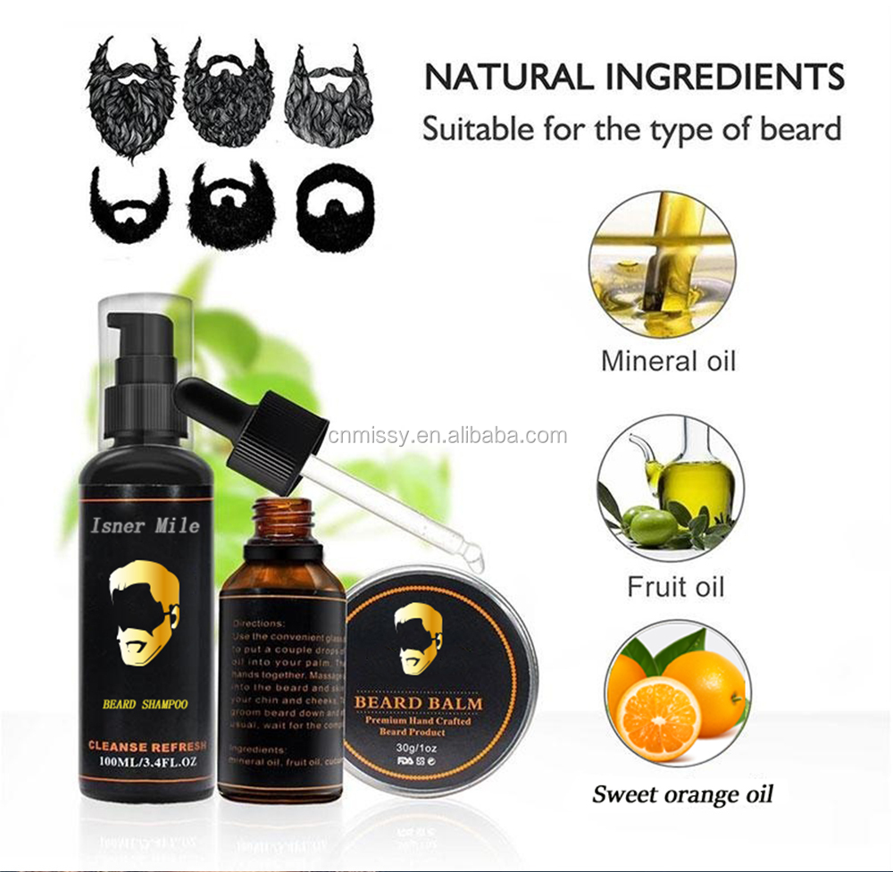 [MISSY]OEM/ODM Private Label 100% Natural Beard Grooming Kit Beard Growth Gift Sets for Men/Dad/Husband
