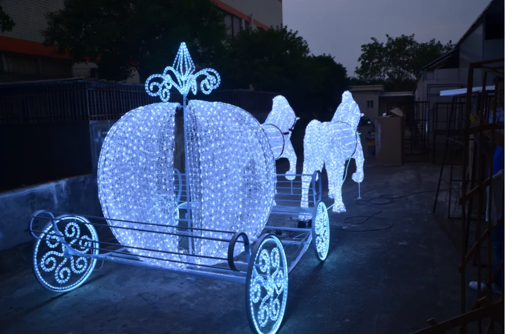 Garden lighting led lighted horse carriage for christmas