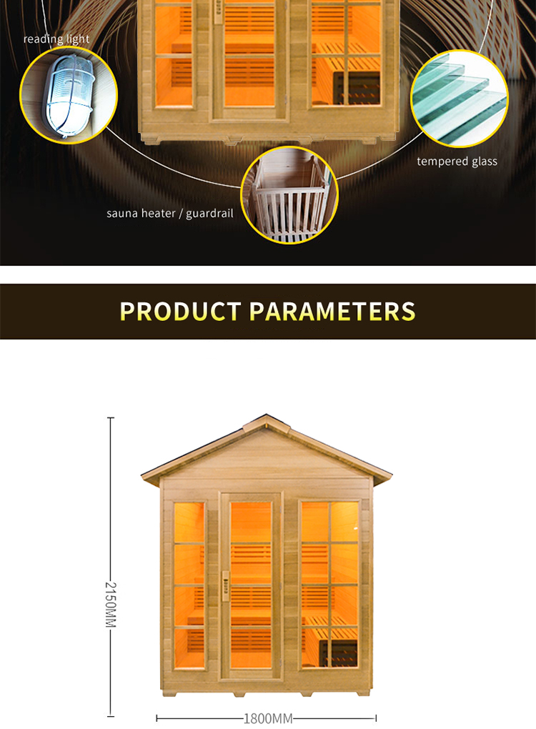 Outdoor hemlock steam sauna room