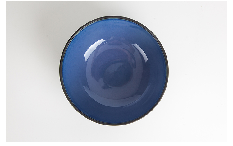 Hotel Ceramic Glossy And Matte Blue Black 700ml Porcelain Soup Bowl