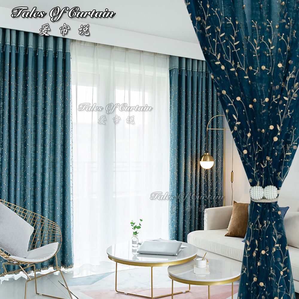 Window curtain for romantic home embroidery and finished curtain fabric