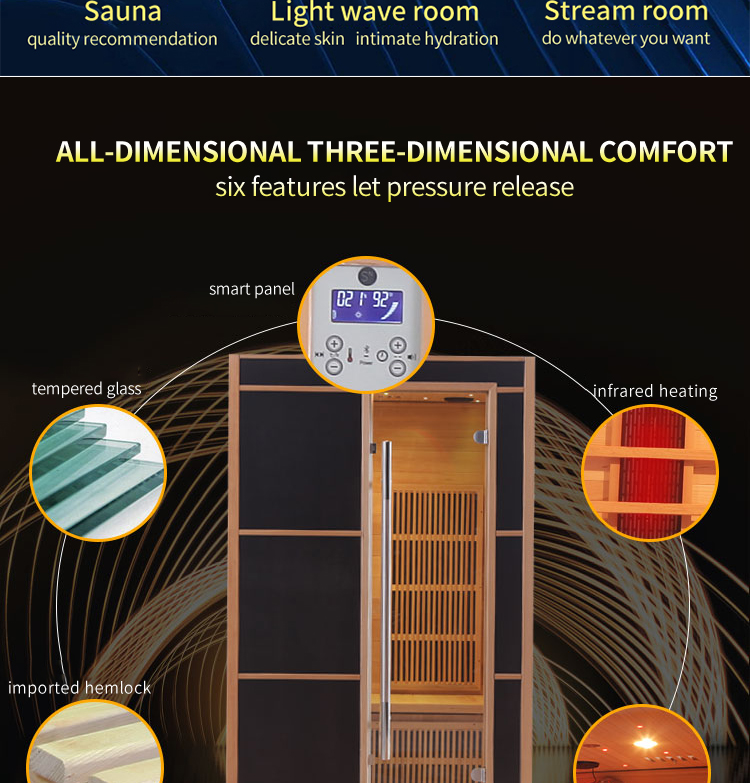 2 person new style far infrared carbon heating panel sauna room