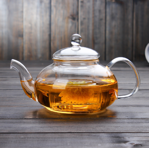 Custom design logo heat resistant glass teapot Borosilicate glass teapot