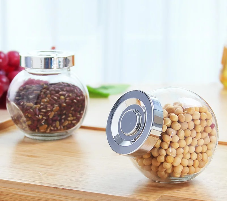 Fancy Food Storage Glass Jar For Nuts Tea Candy Condiments Food Glass Jar