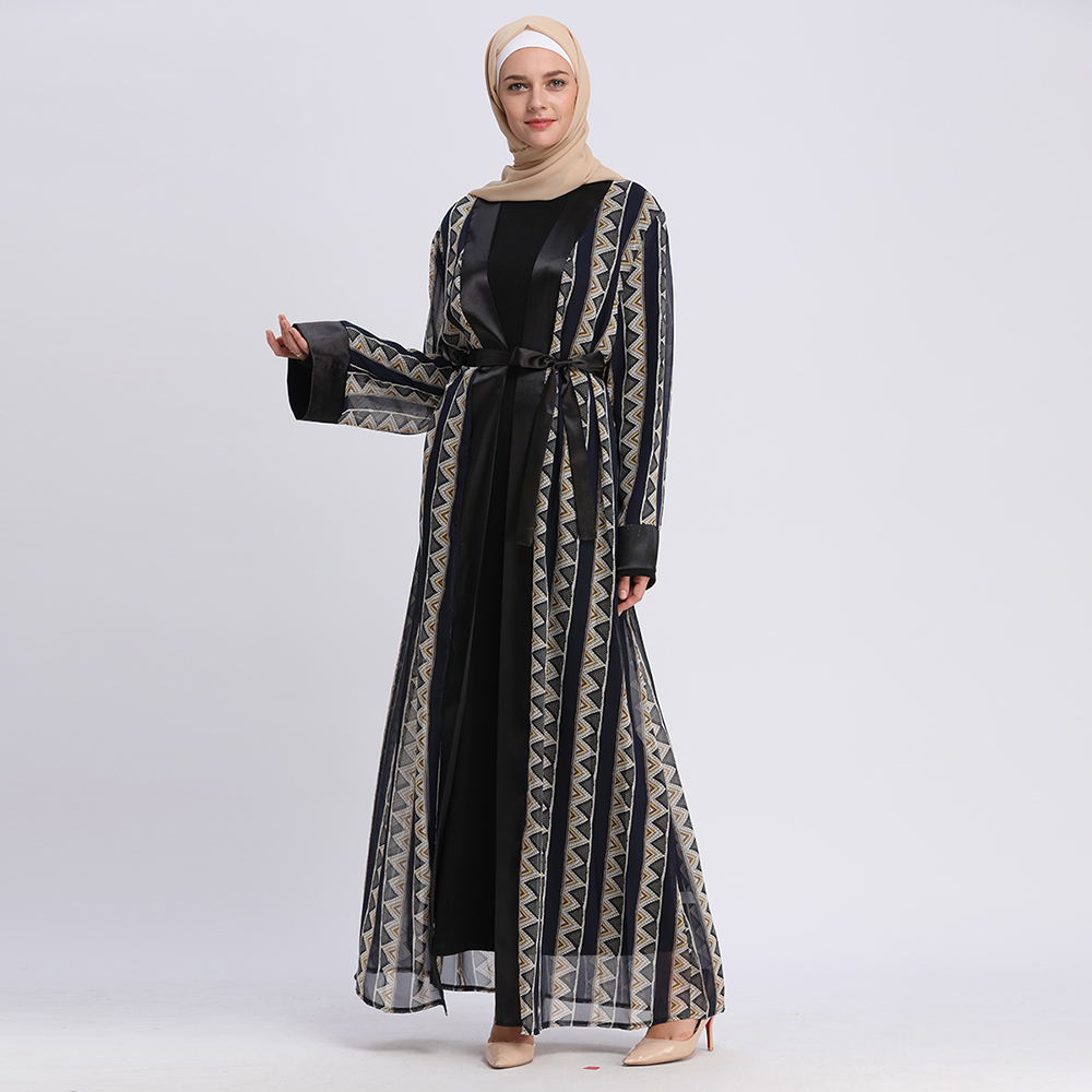 批发时尚女性迪拜 abaya 软雪纺打开和服 abaya 连衣裙