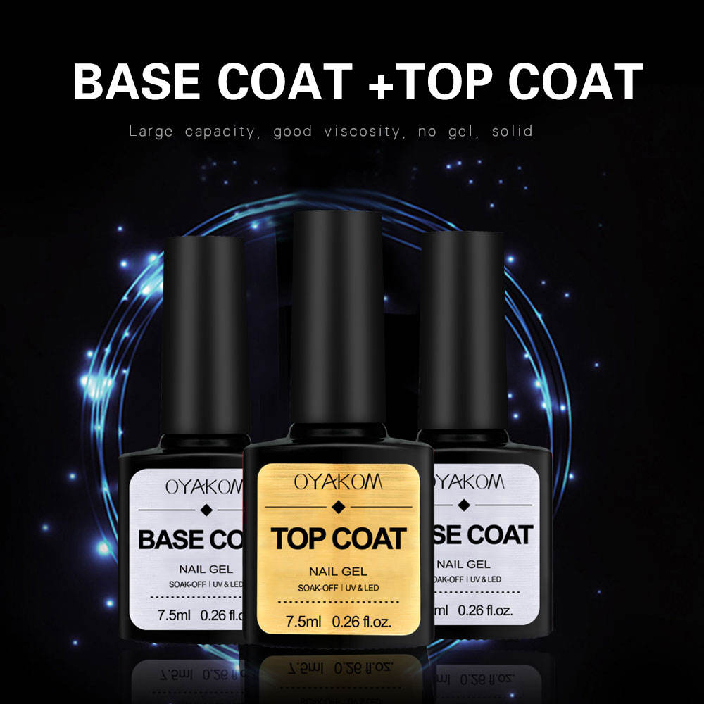 OYAKOM Top Coat and Base Coat Soak Off Nail Polish UV Gel LED Nail Primer Gel Varnish Transparent Nail Art Gel Polish