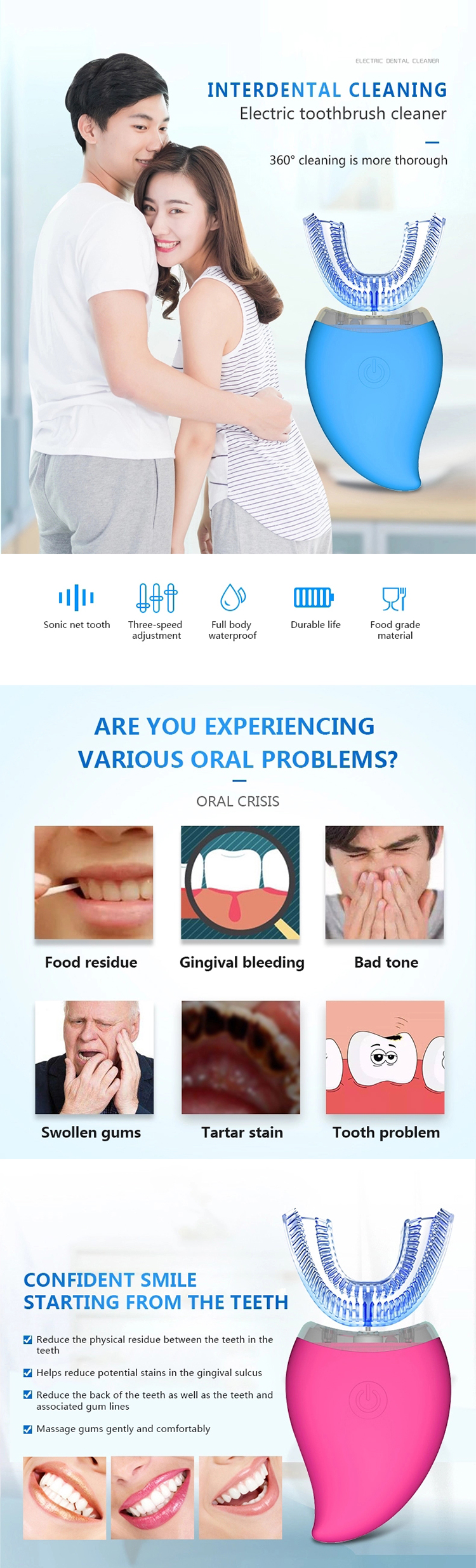 sonic silicone electric toothbrush