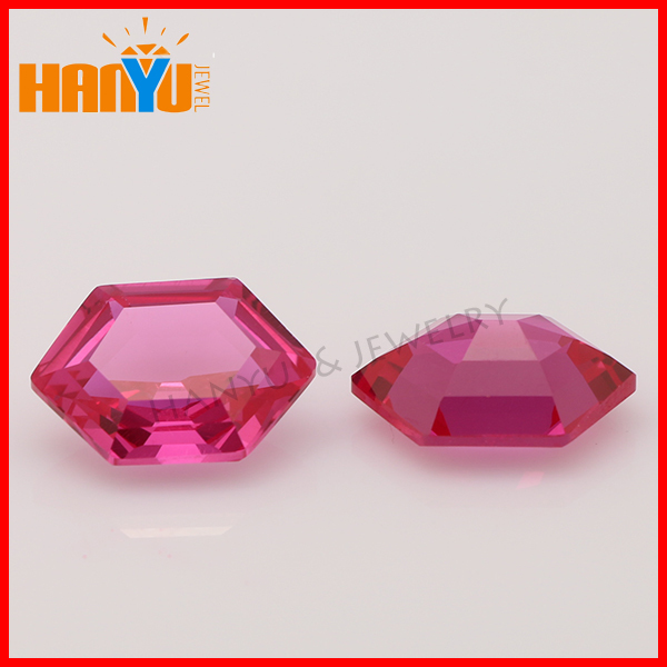 五州ルース宝石ファンシーカット六角形合成ルビー #3ルビー