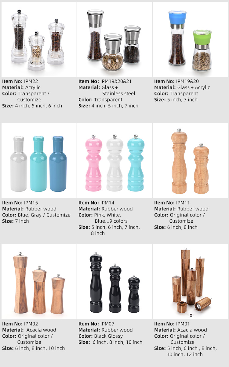 Real Wood Perfectly Usable Manually Adjustable Grinding Level of The Shaker Salt and Pepper Mills Set