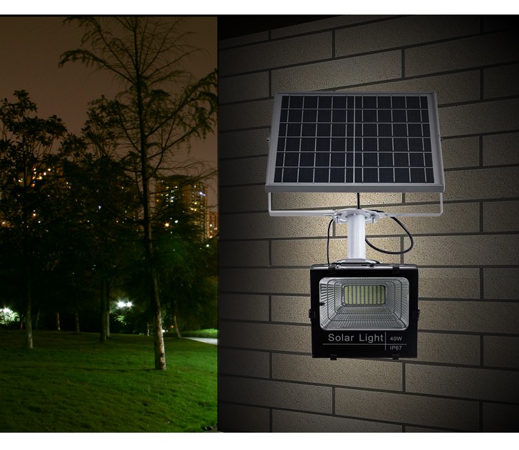 内置锂电池太阳能泛光灯 40w 60w 100w 200w 遥控户外用于后院的泛光