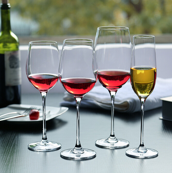 Haonai Round Red Wine Goblets Red/white Wine Glasses Set on Glass Stem Perfect Gift,Dishwasher safe