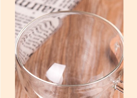 Heat resistance clear borosilicate double wall glass coffee cup