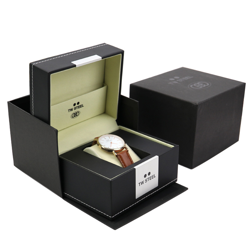 luxury leather handmade black watch packaging boxes custom logo/bulk watch boxes