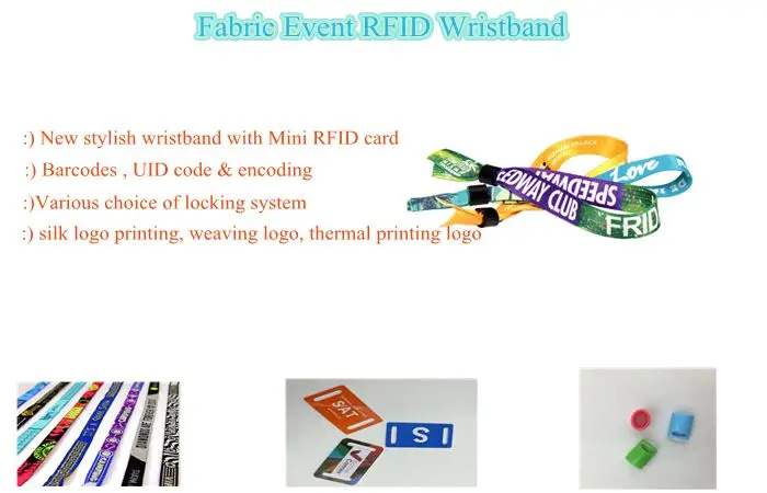 Children Park RFID Ticket High Quality Fabric Chip NTAG213 NFC Bracelet