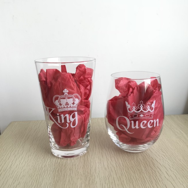 Glassware 16 oz Beer Pint Glass with Etched Logo Clear Beer Glass Cup Couple Cups Glass