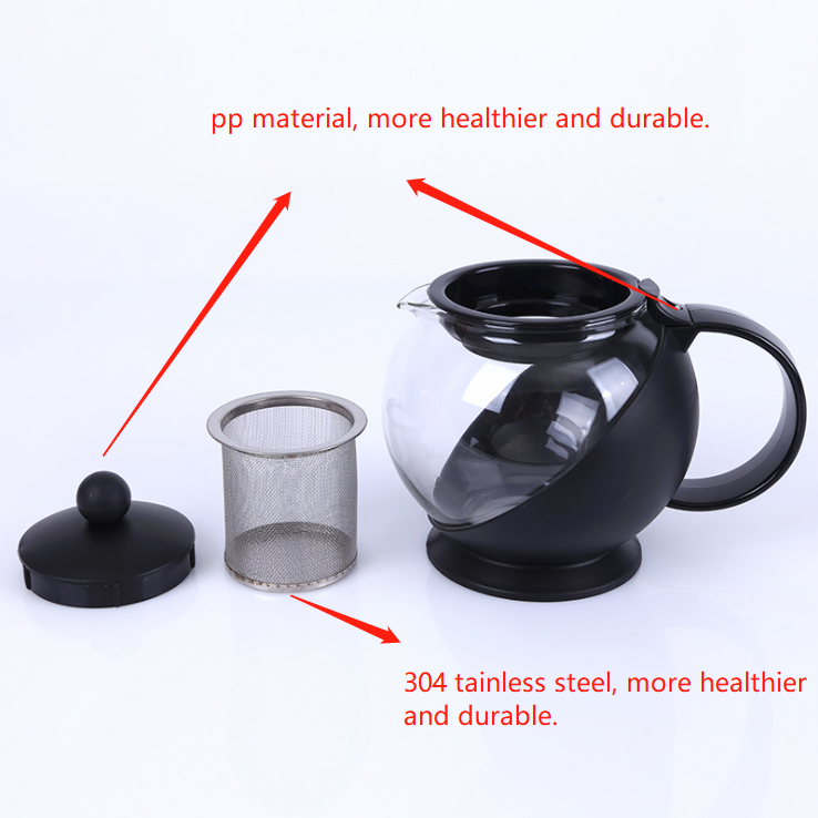 750ml 1250ml 1600ml Elegant Crystal Glass Teapot with Stainless Steel Tea Infuser