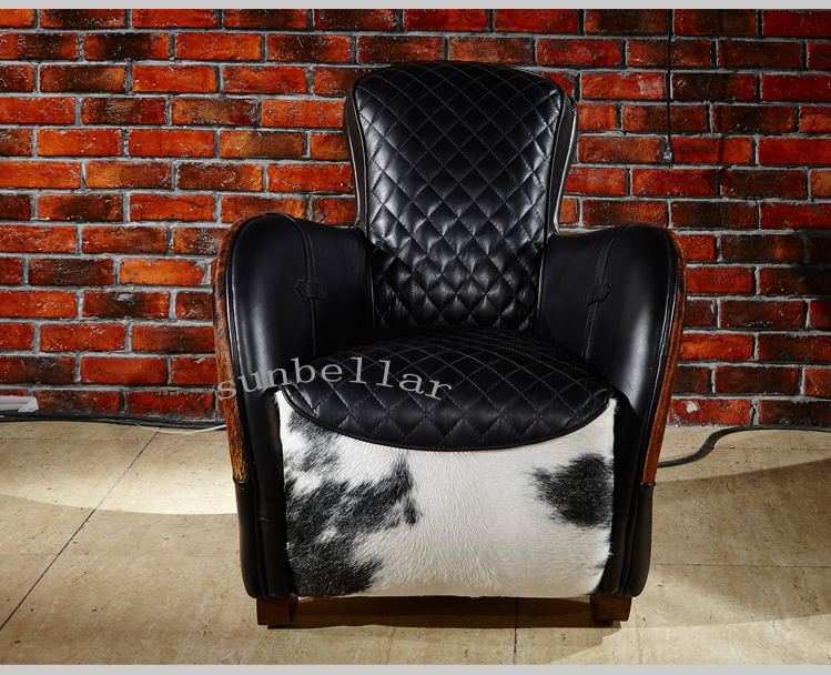 retro American vintage genuine leather horse saddle chair home chaise lounge chair luxury leather recliner chair with footrest