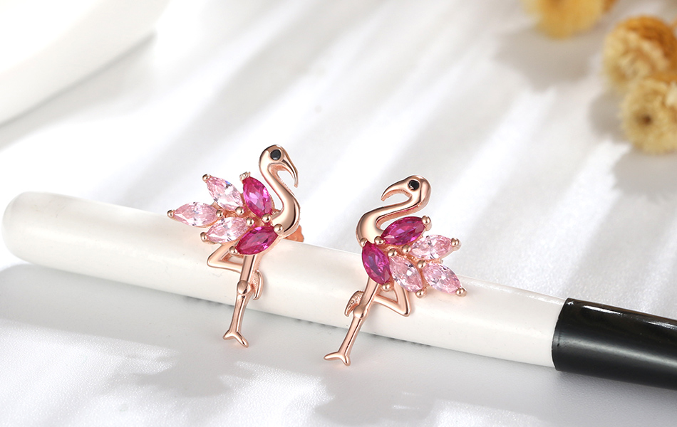 Orecchini Unicorno Laimons - Argento Sterling 925 Con Glitter Rosa