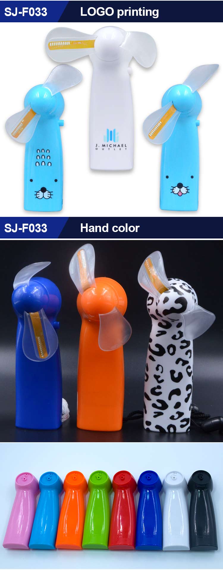 SUNJET F033 New Products Mini Portable Handy Led Custom Message Battery Fan, Led Display Handheld Mini Electric Fan