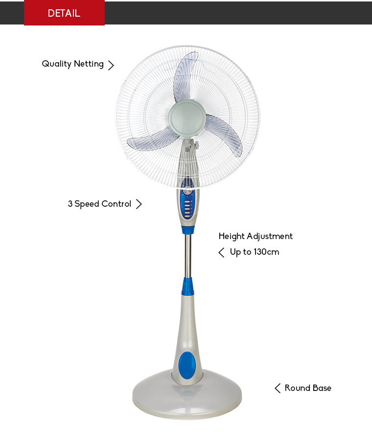 16 Inch Elegant Stand Fan Parts Air Cooling Stand Fan Price Remote Control H08