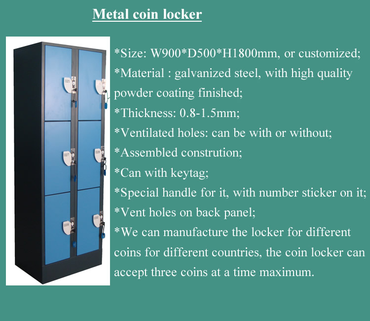 6 Door Metal Steel Coin Locker - Ideal for Schools & Clubs