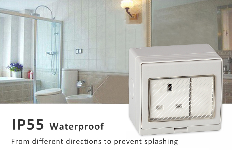 CE British Type IP55 Outfit Wall Switch Waterproof Socket