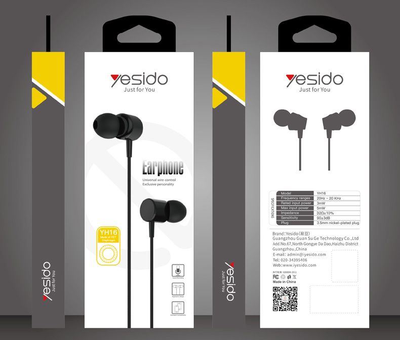 Yesido Best selling wired headphones, active noise cancelling 3d sound 3.5mm earphone