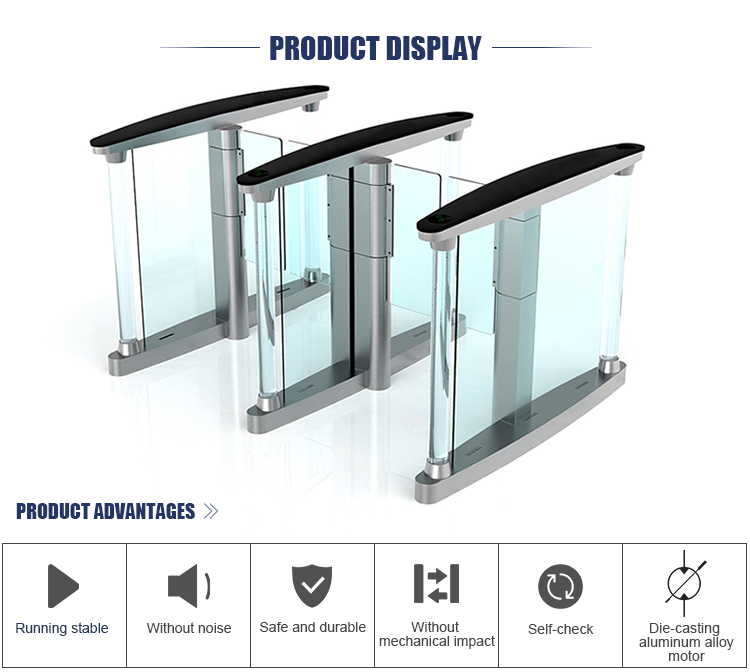 Good Stability Infrared Sensors Glass DC Brushless Motor Speed Turnstile Swing Gate