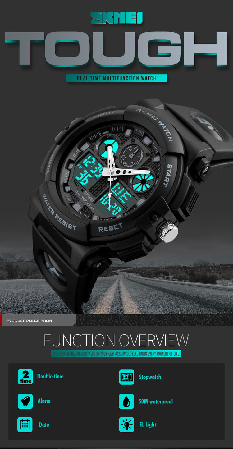 Wholesale 1270 Skmei japan dual movement quartz watch men's digital analog watch