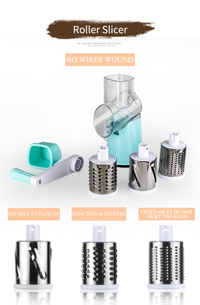 Hot sale on Amazon new design kitchen plastic rotary drum slicer machine