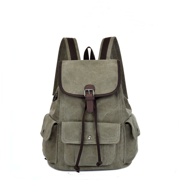 Klassische Retro-Vintage-Rucksacktasche aus Segeltuch für die College-Schule mit Kordelzug