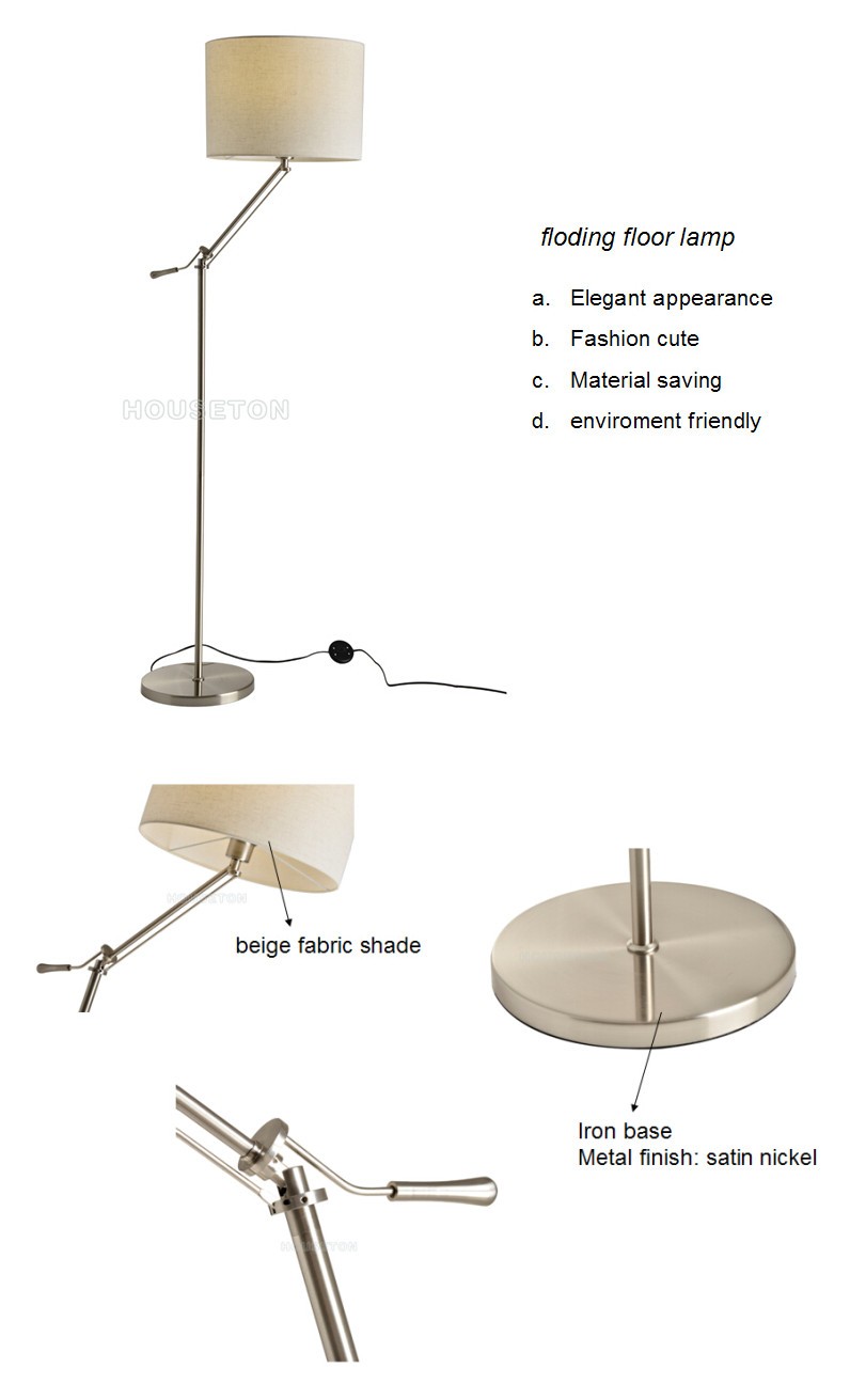 Hot style bedroom white color changing flexible swing arm floor lamp