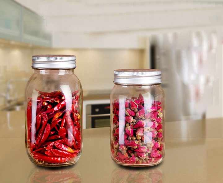 1000ml 1litre clear clip top glass jar for food cookie storage with