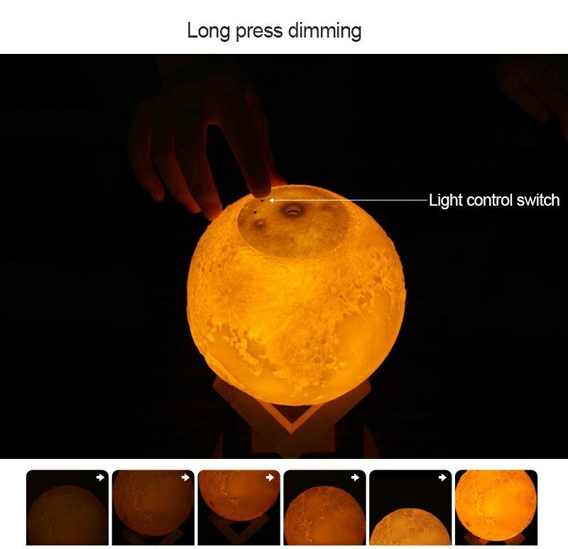 3D Moon Lamp Moonlight Humidifier with 3 Color Changing Night Light USB Air