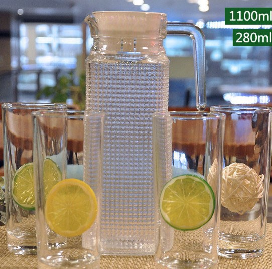 Glass Water Pitcher With Lid Beverage Glass Carafe For Juice Lemon Water Tea Glass Jug