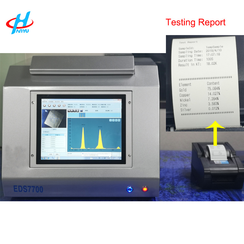 Máy Kiểm Tra Độ Tinh Khiết Vàng EDS9800 Xrf Với Máy Dò Si-pin