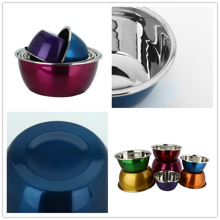 Colorful Metal Salad Bowl Stainless Steel Mixing Bowl Set