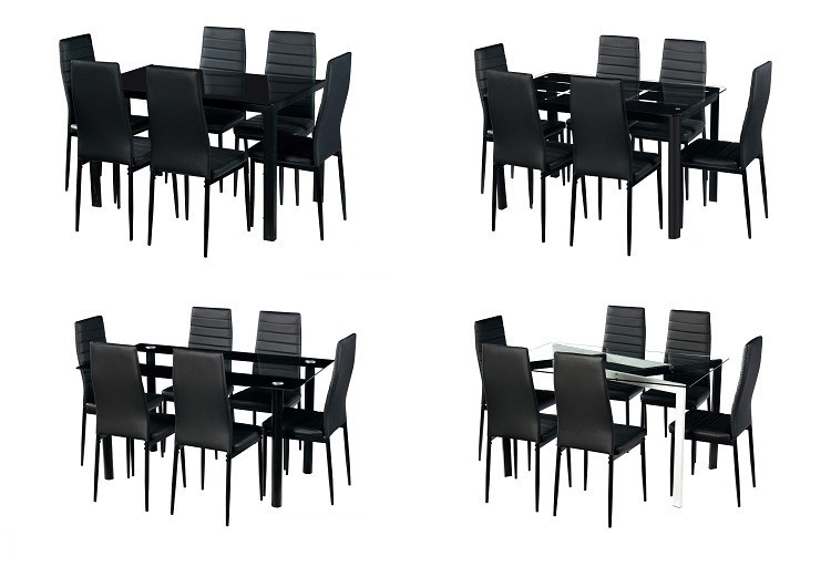 Restaurant Tempered Glass Table 1200*700*750mm Modern Glass Dining Table Set