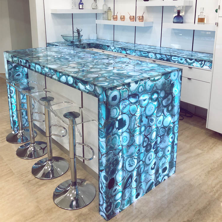 semi precious stone blue agate slab