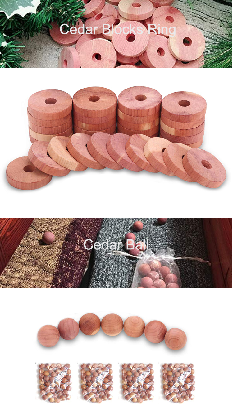 Custom Fresh Clothes Protector and Moth Repellent Storage 100% Natural Scented Red Cedar Balls Cedar Wood Blocks Hanger Rings