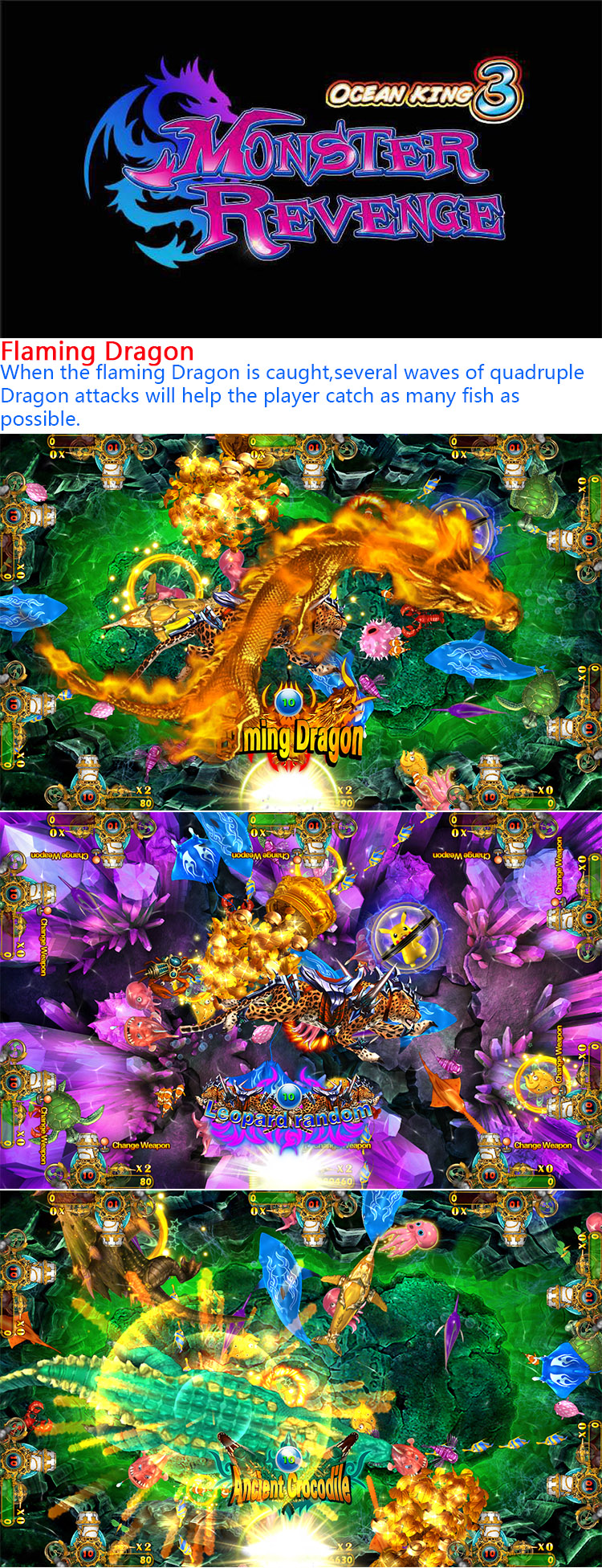 OCEAN King 3 Monster Revenge Fish Game Table 8 Player Fish Hunter Arcade Fish Game Machines