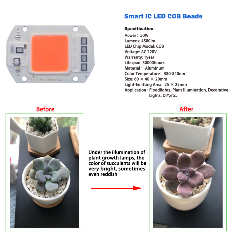 Chip di coltivazione a led per interni ad alta potenza 20W 30W 50W per l'illuminazione della crescita delle piante
